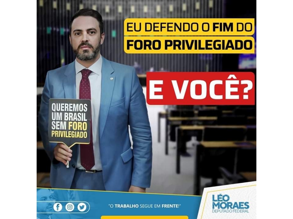 FORO PRIVILEGIADO É SINÔNIMO DE IMPUNIDADE E INJUSTIÇA. VOCÊ APOIA O FIM DESSE ABUSO?!